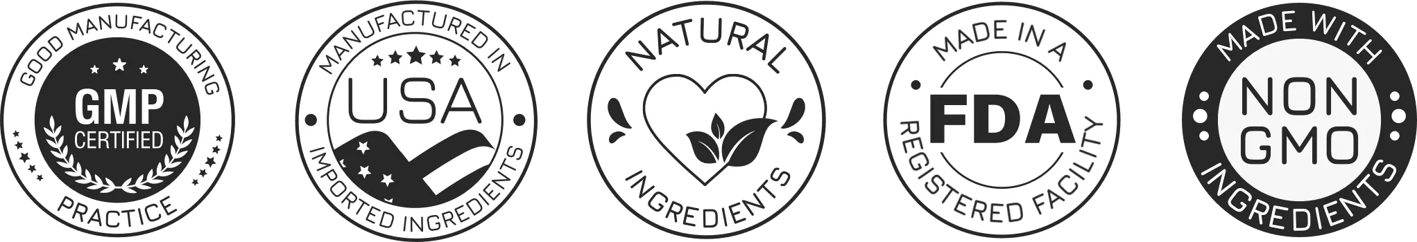 Fluxactive Trust Badges: Made in USA, Non-GMO, Vegan, Gluten Free, All Natural